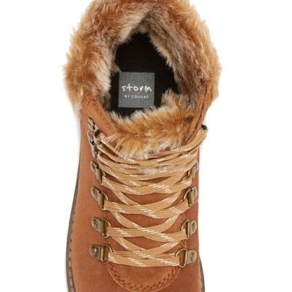 NWT Cougar Waterproof Insulated Heavy Duty Leather Winter Snow Boot Fur Trim